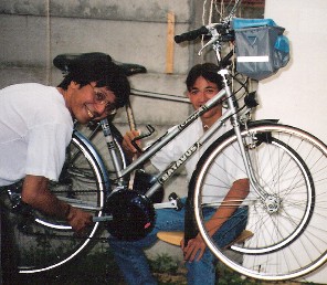 Studying the maps and preparing the bikes